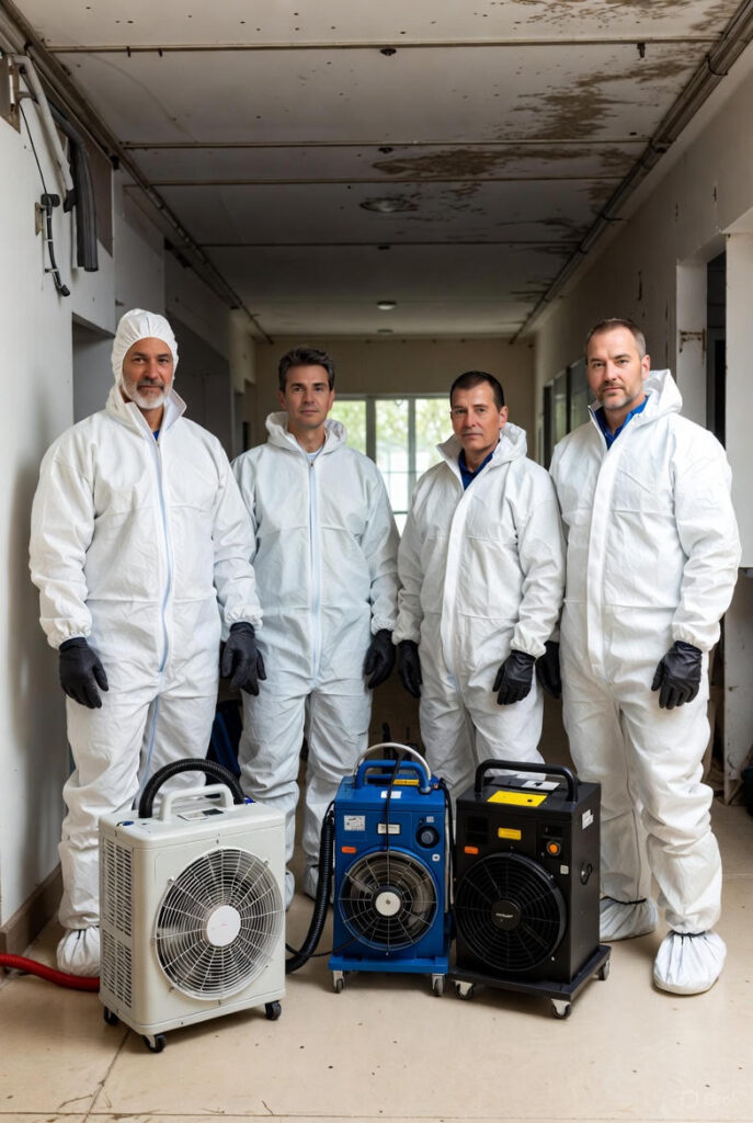 mold remediation containment setup in Garland TX with plastic barriers and air scrubbers