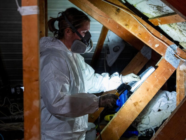 attic mold remediation service removing mold from wood beams in Garland TX