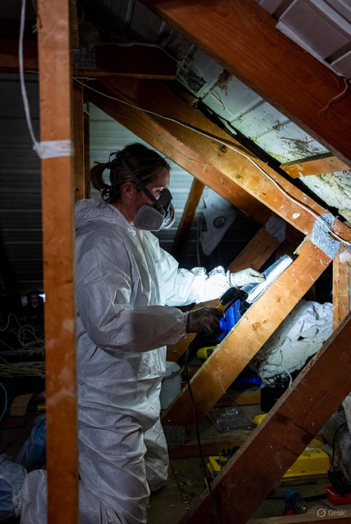attic mold remediation service removing mold from wood beams in Garland TX