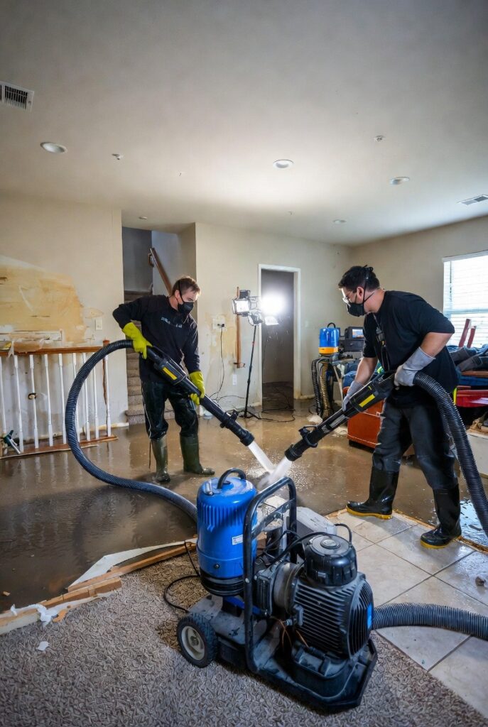 Emergency flood damage cleanup service