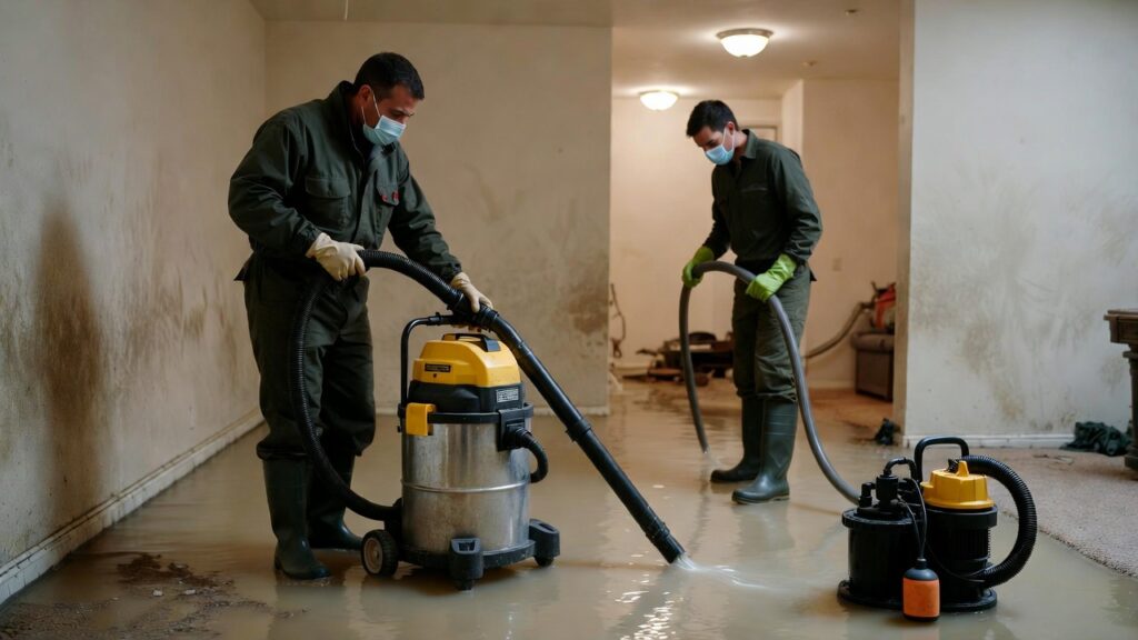 Professional flood damage restoration services after indoor flooding