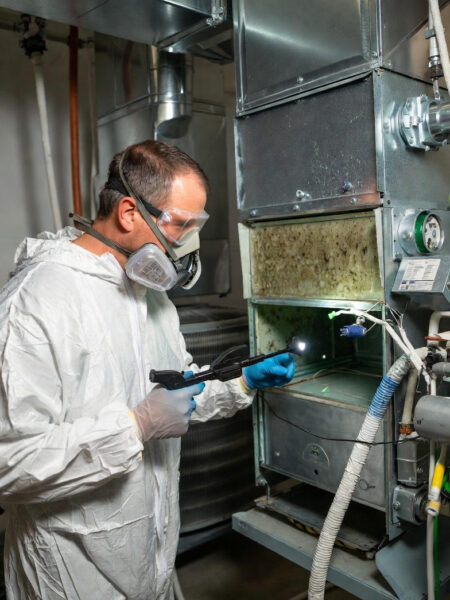 HVAC mold inspection by certified technician in Garland TX residential system