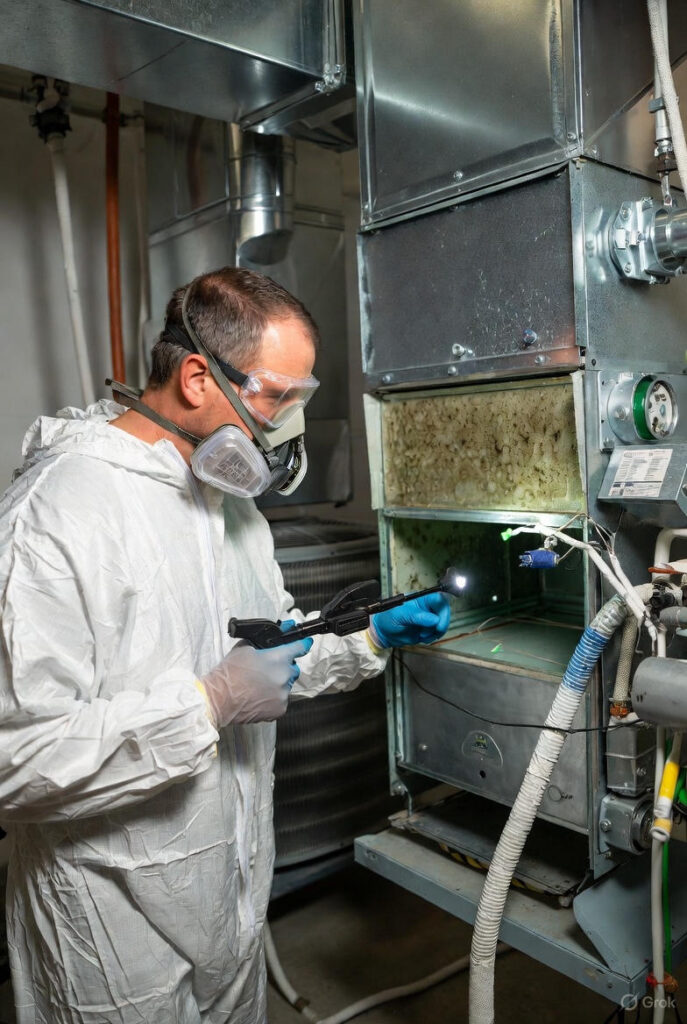 HVAC mold inspection by certified technician in Garland TX residential system