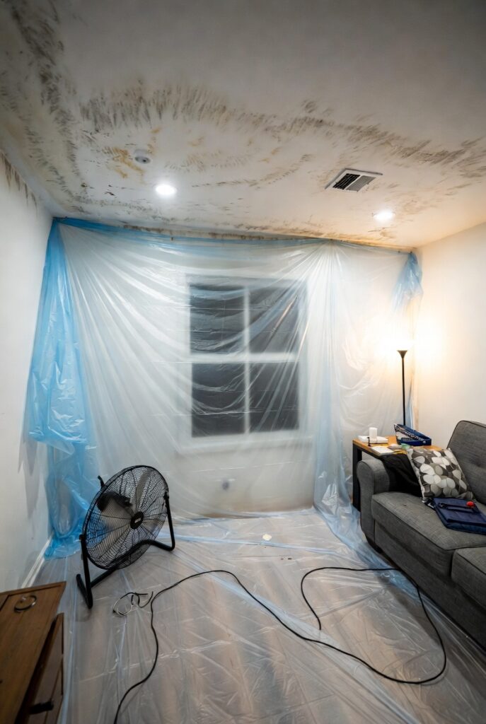 Mold remediation containment process in Plano TX